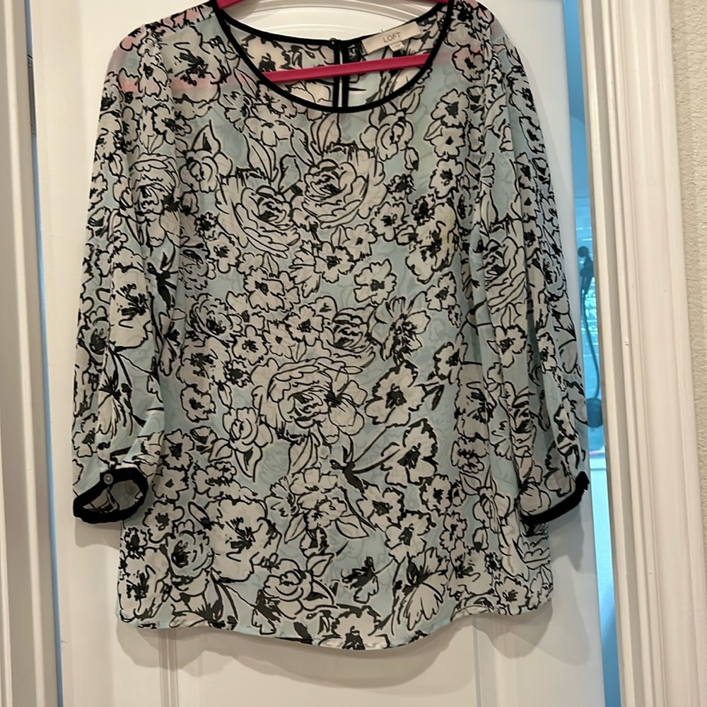 Blue & Black Floral Blouse